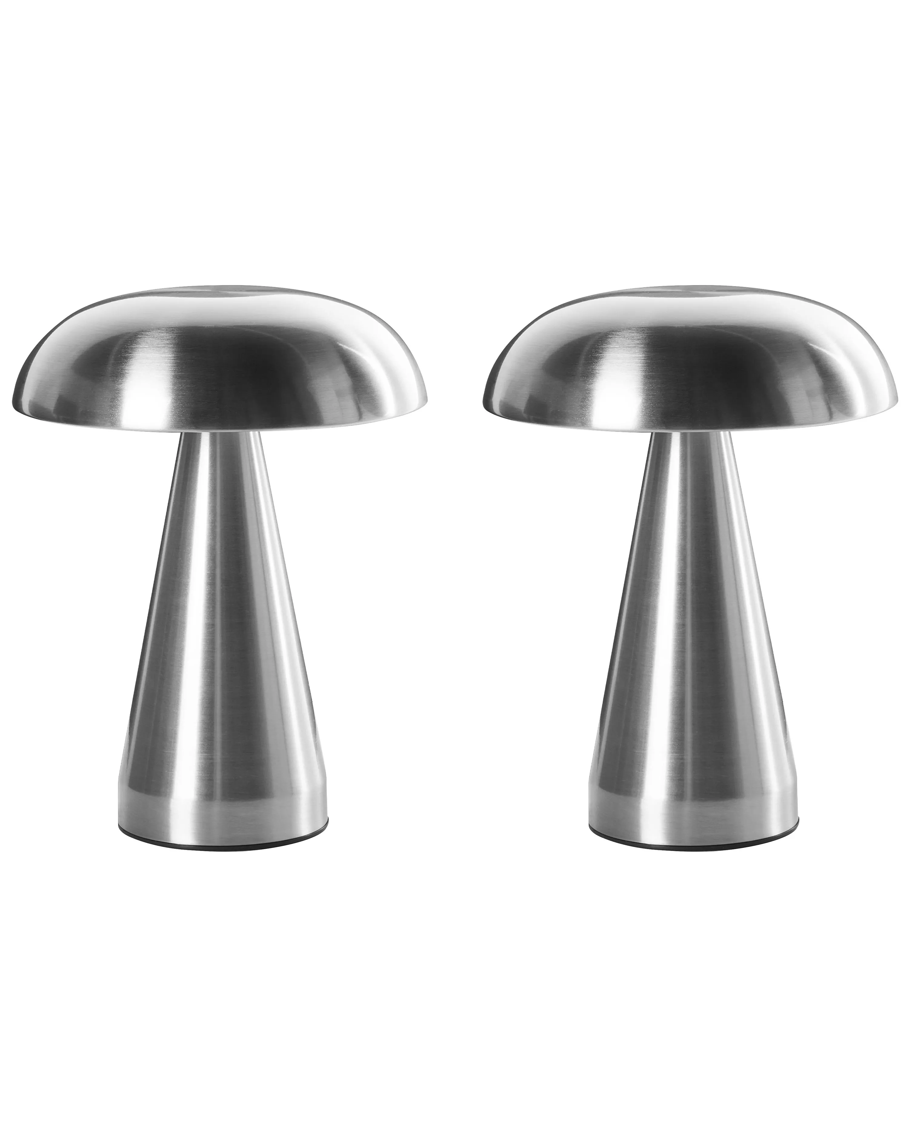 Set of 2 Wireless LED Table Lamp KULFO with Dimmer Metal Silver