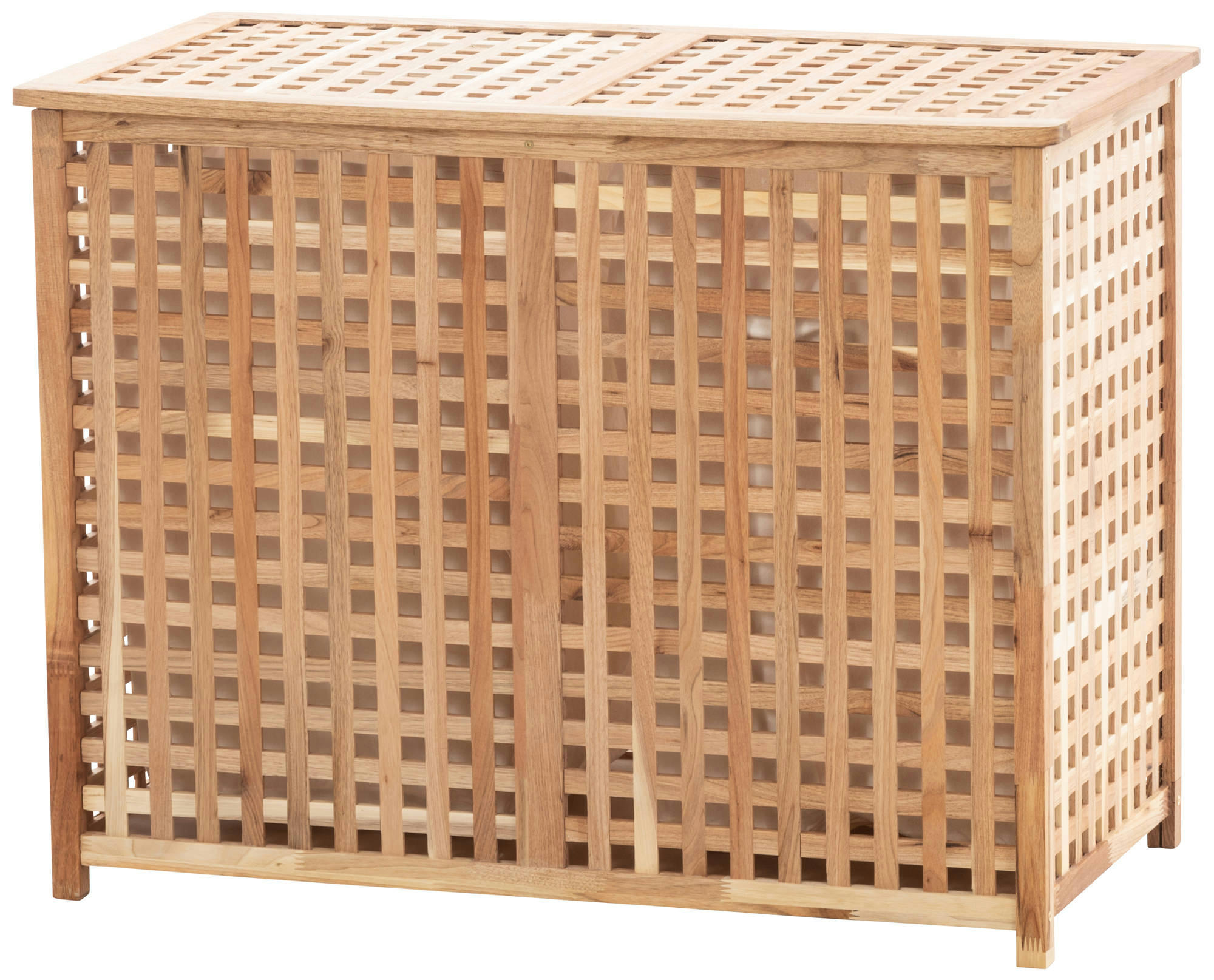 PATEA - Panier à linge avec 2 compartiments en bois Noyer