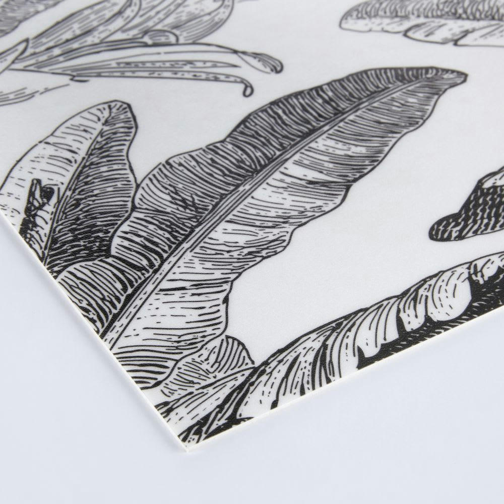 PALMELA - Tapis en vinyle imprimé végétal noir et blanc 50x80
