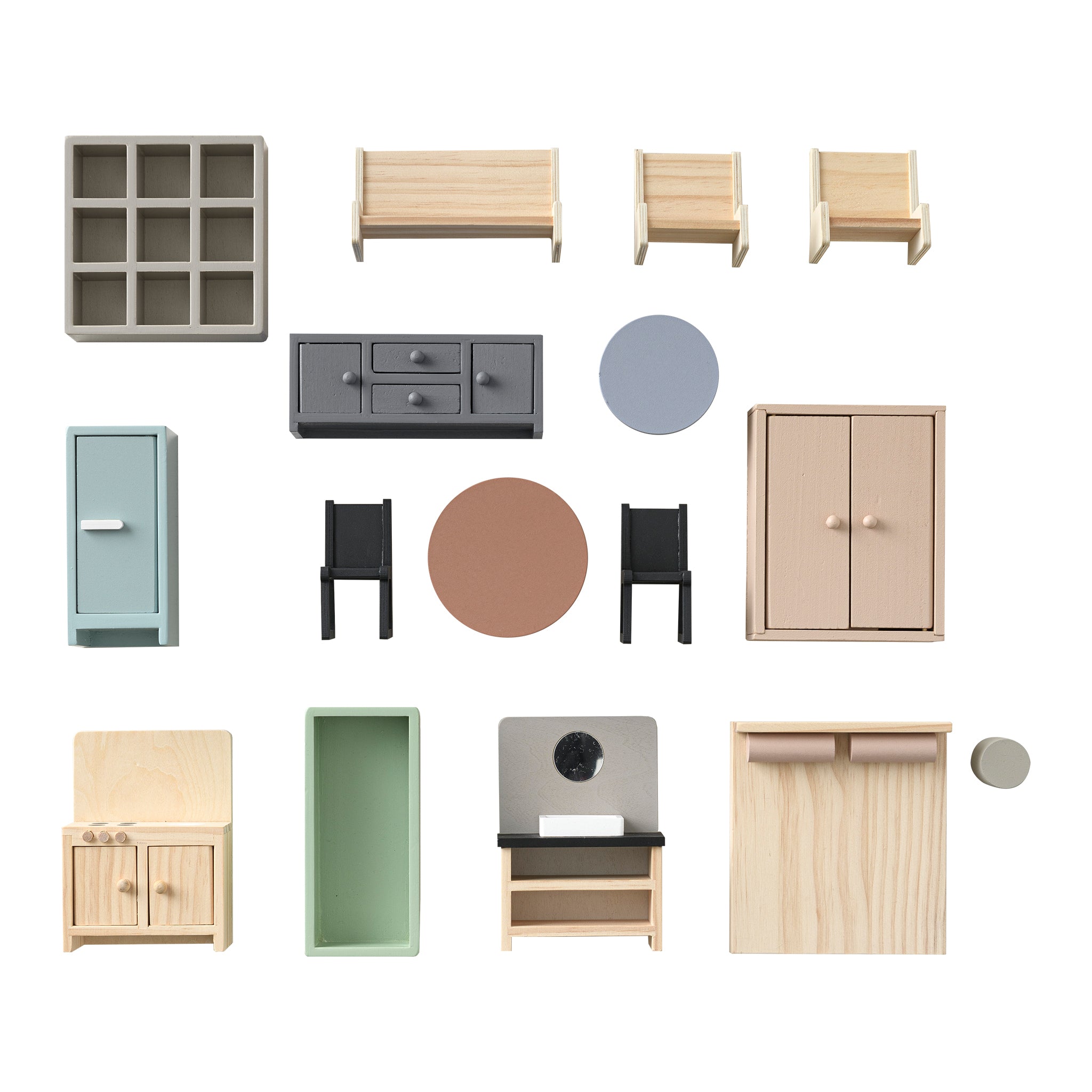 Petite Amélie Retro houten poppenhuis meubels