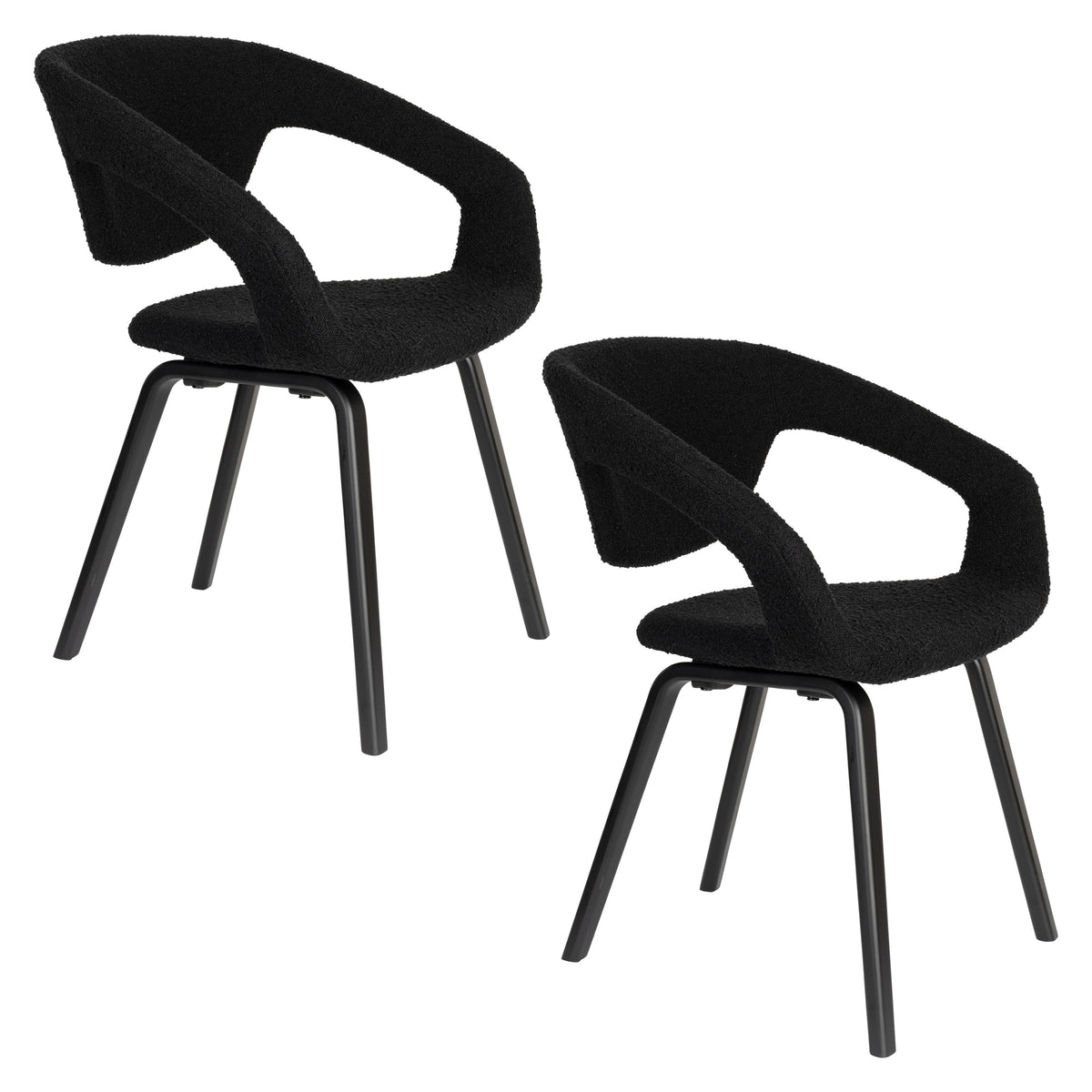 Zuiver Flexback Eetkamerstoelen Armleuning Zwart - Set van 2