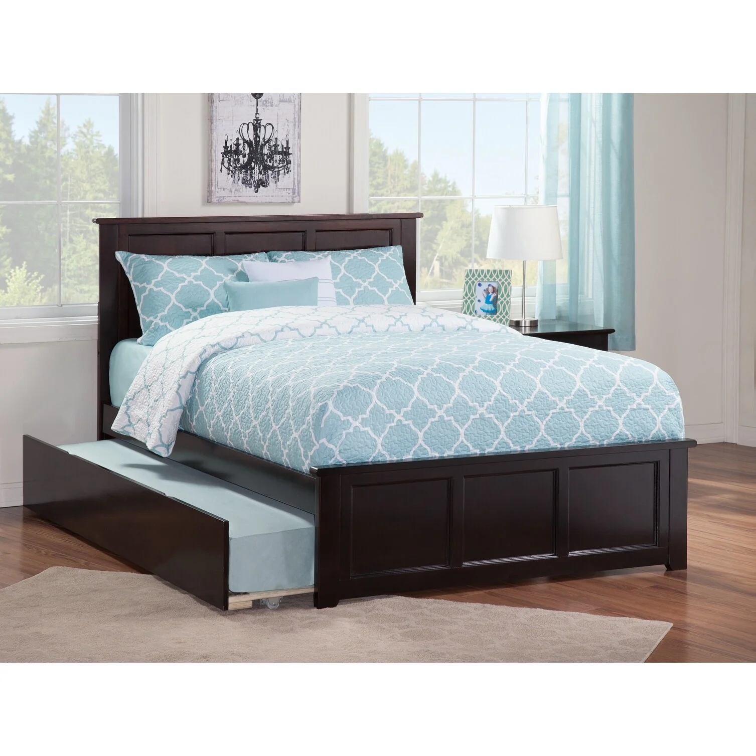 AFI Madison Full Size Platform Bed with Matching Footboard & Full Trundle