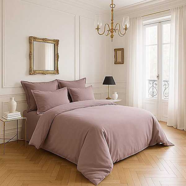 Housse de couette en satin de coton Uni
