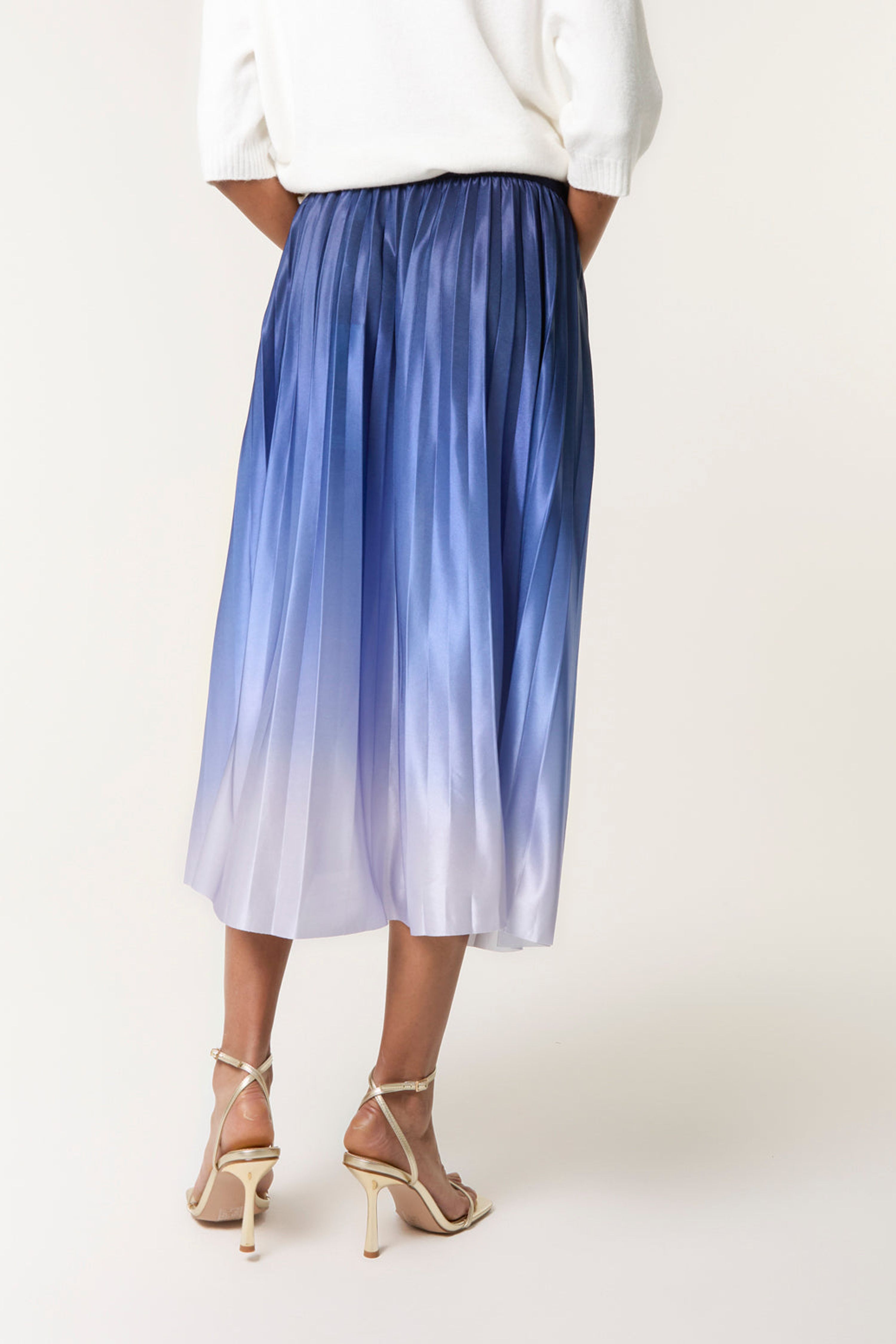 Blue Vanilla Navy Gradient Colour Pleated Skirt