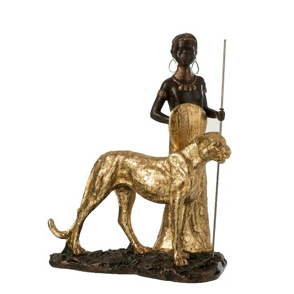 - Figurine Africaine l'Enfant et le léopard