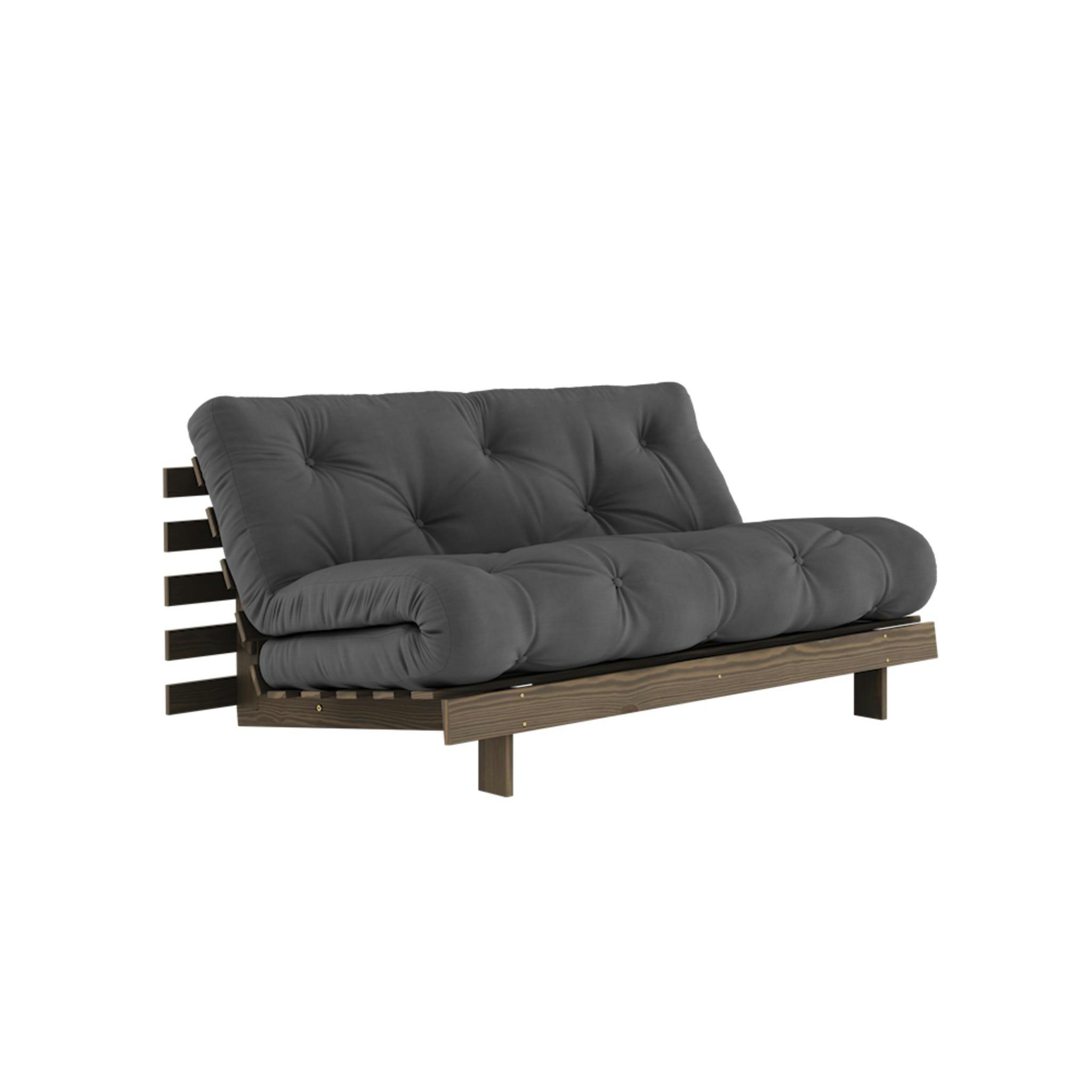 - Canapé convertible en pin massif avec futon anthracite 160x200