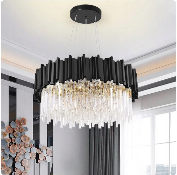 Lampa Kryształowa Sufitowa Plafon Czarny App1481-1C
