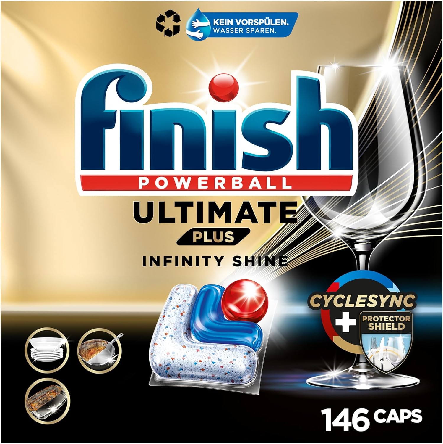 Finish Ultimate Plus Infinity Shine Dishwasher Tablets, Dishwasher Tablets for Intensive Cleaning, Grease Dissolving Power and Shine with Protective Shield