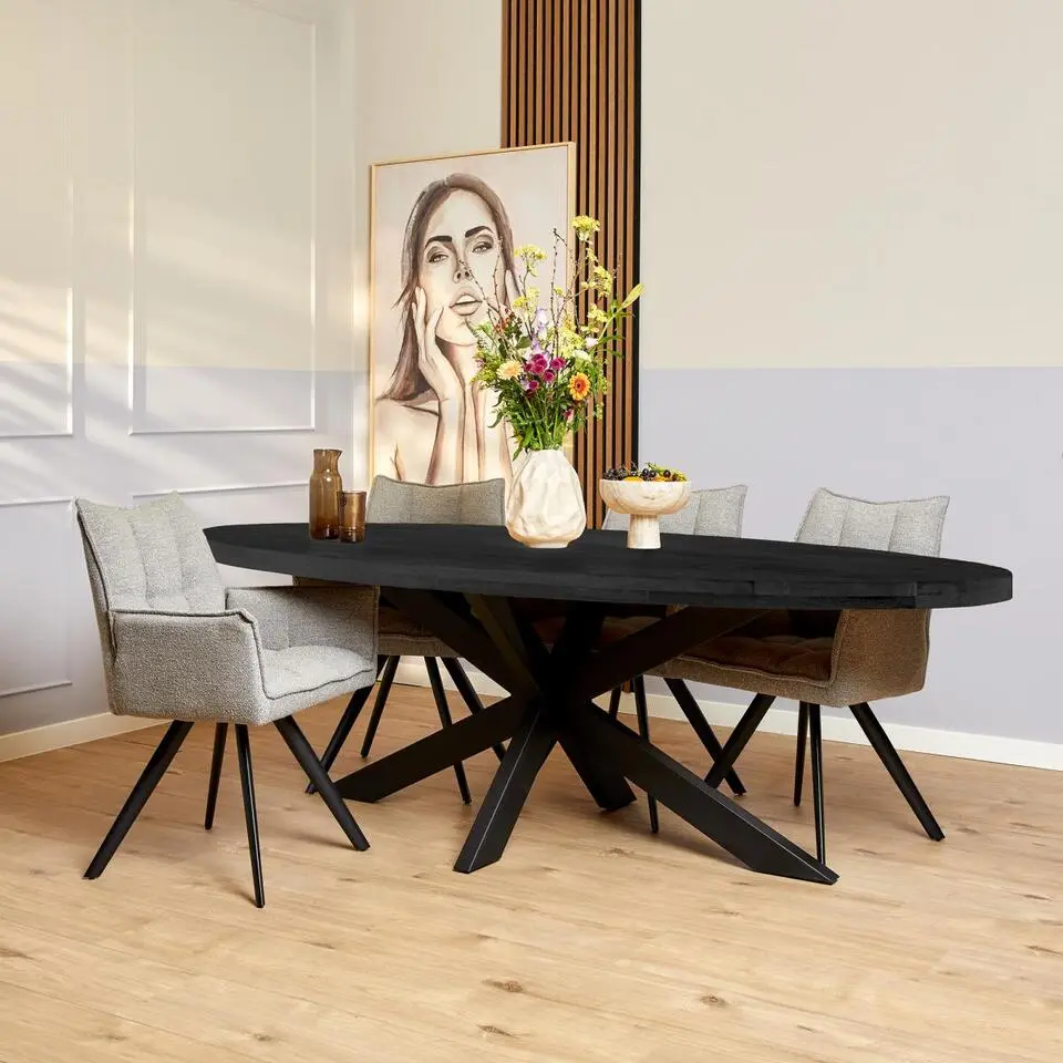 StarFurn - Ovale eettafel Denver - 210 cm - zwart