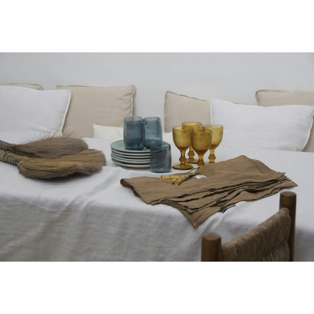 HORTENSE - Serviettes de table (x4) lin lavé  45x45 caramel