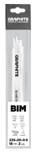 Brzeszczoty bagnetowe 225x20x0.9 mm, 18TPI, 2 szt. GRAPHITE