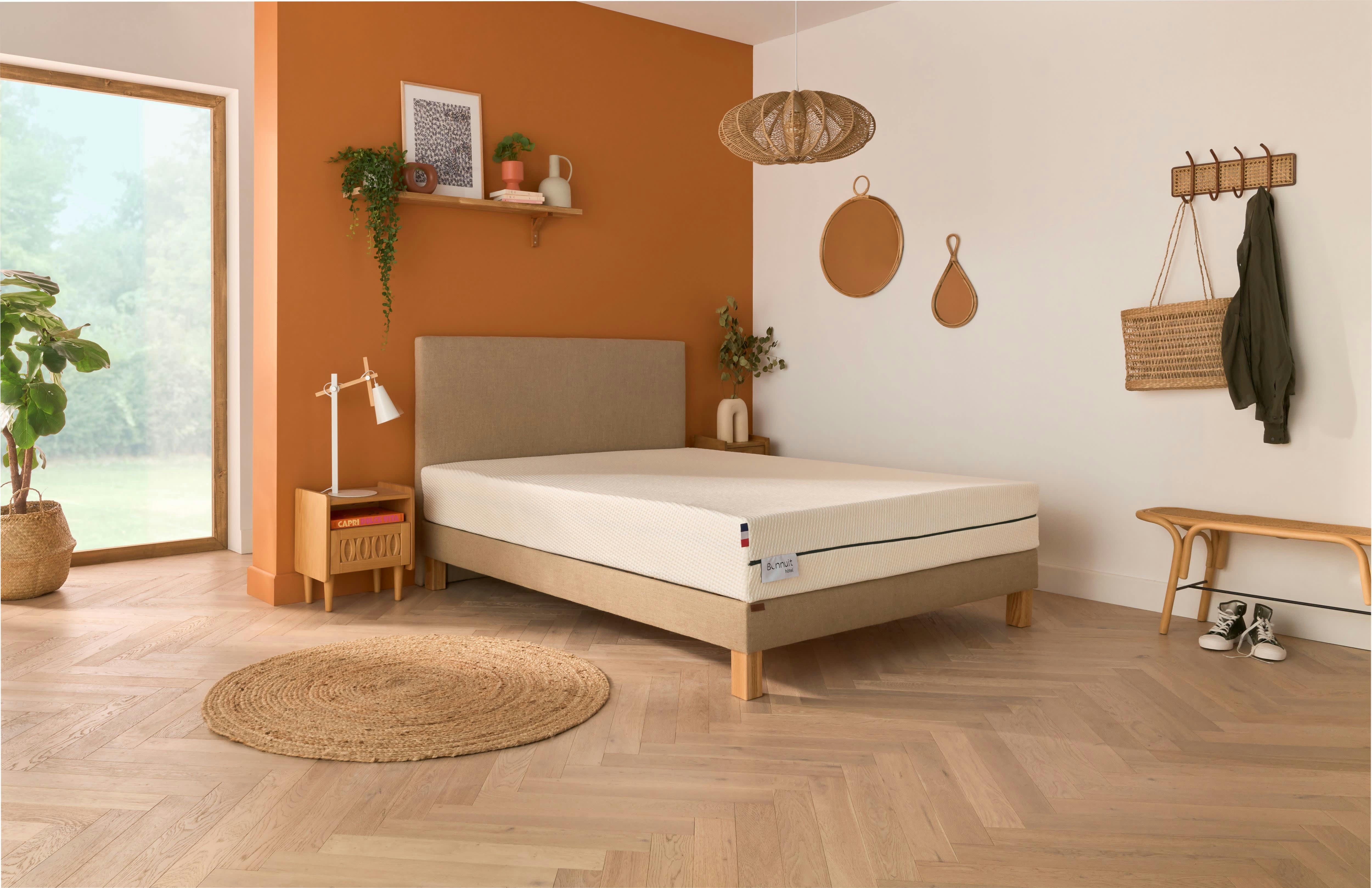 - Sommier bibloc à lattes apparentes en lin 2x100x200