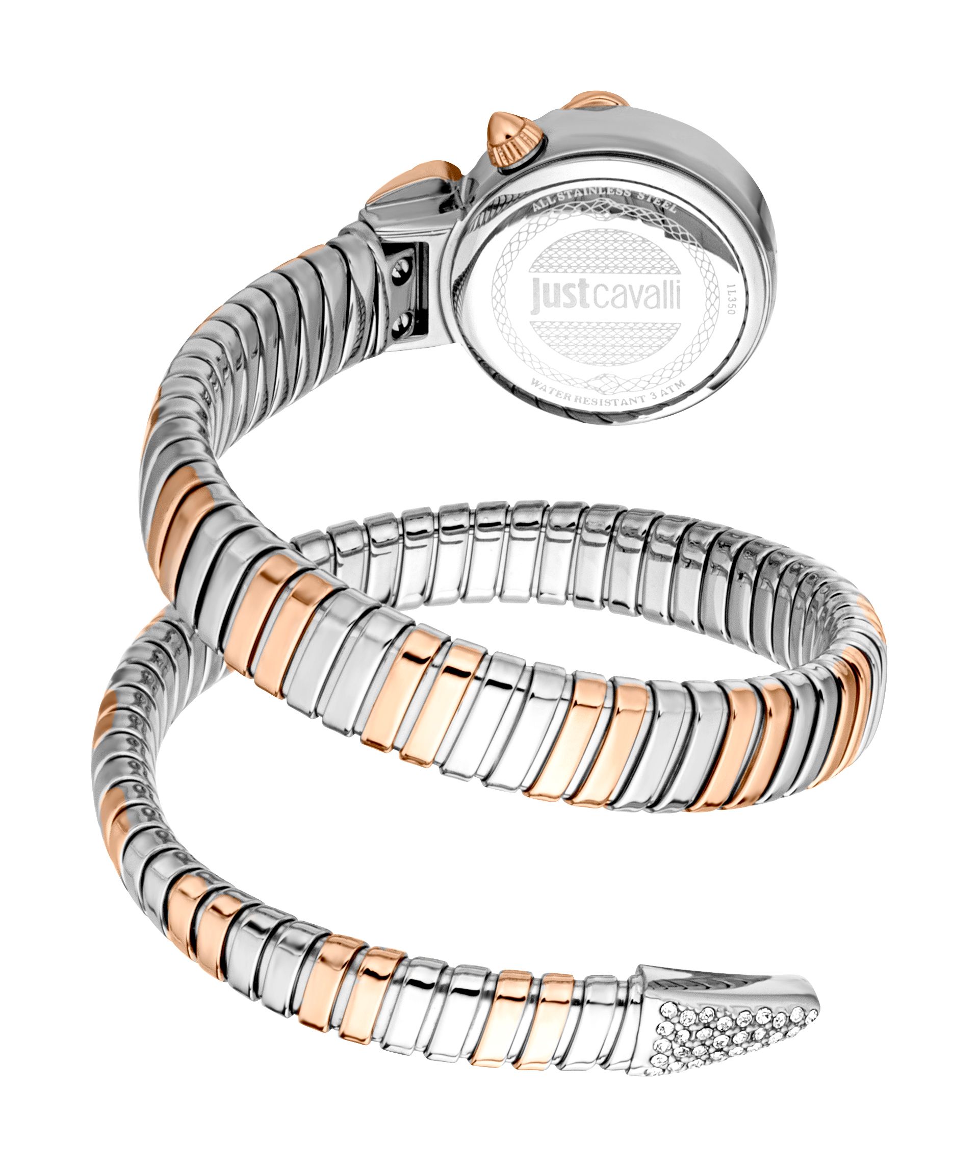 Just Cavalli Snake Two Tone Silver & Rose Gold Stainless Steel Diamond Watch
