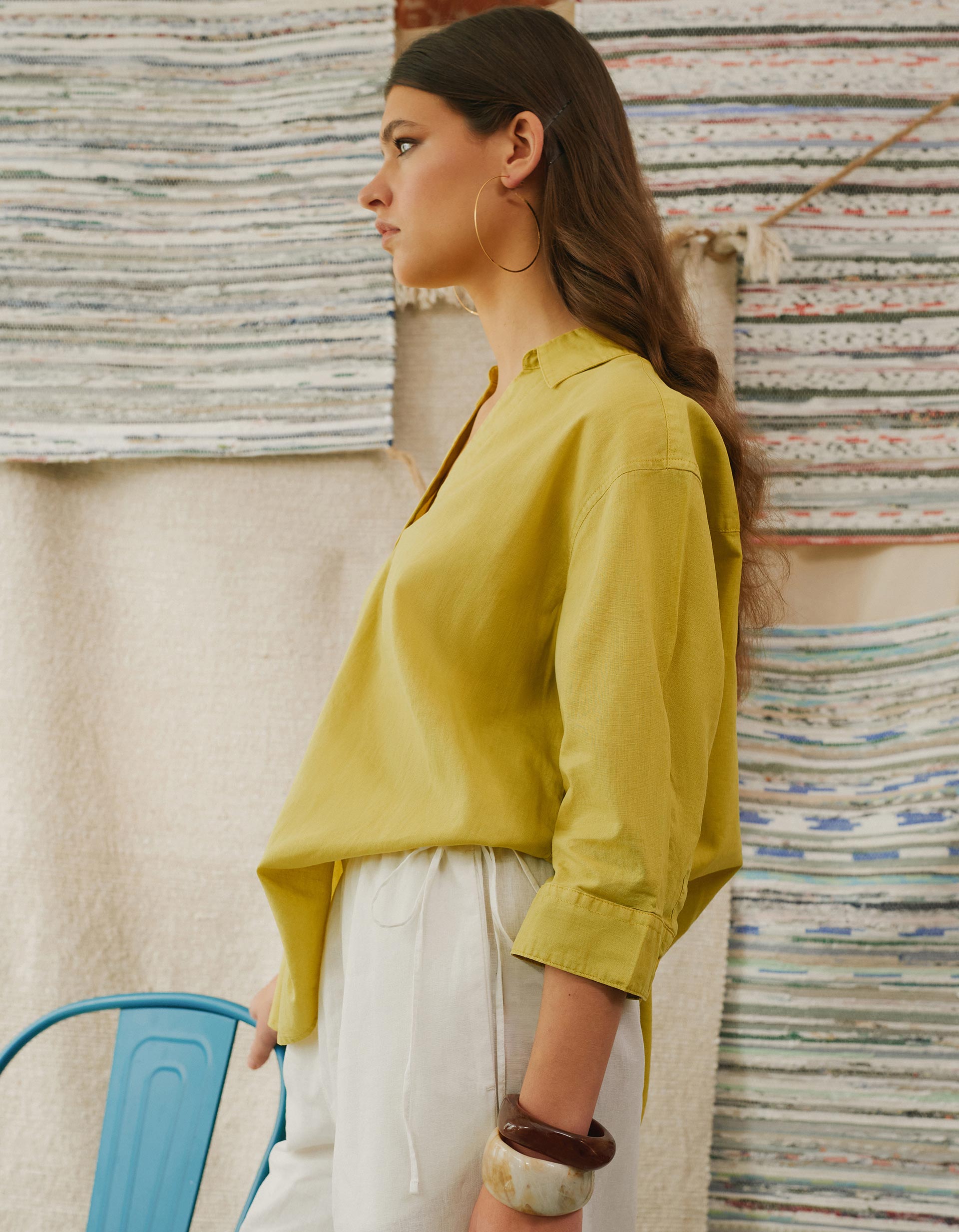 Blusa com Linho, Mulher, Verde