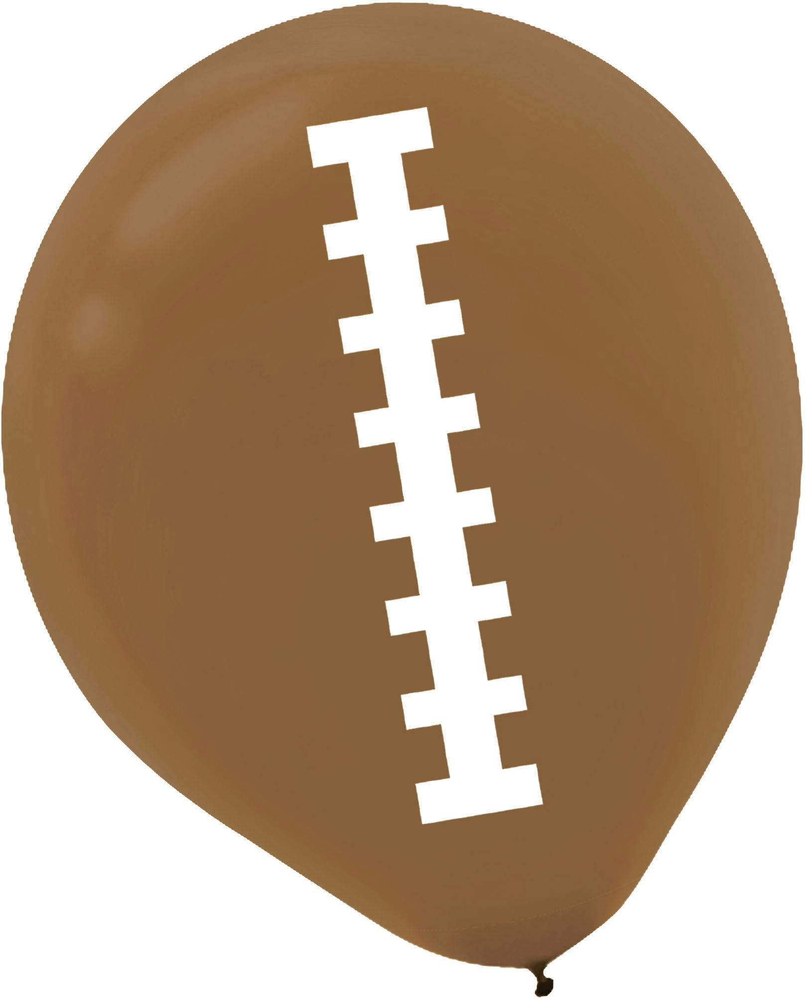 Football Round Latex Balloons, White/Brown, 12-in, 6-pk, for Sports Party