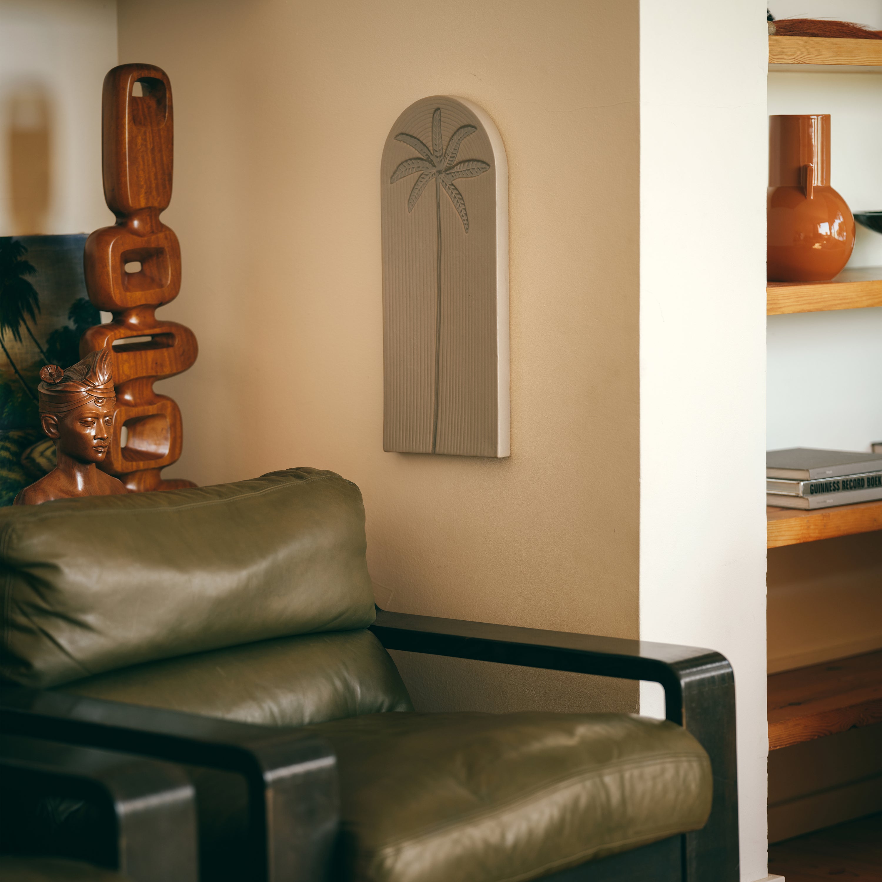 HKliving Stoneware Wandornament - Palm