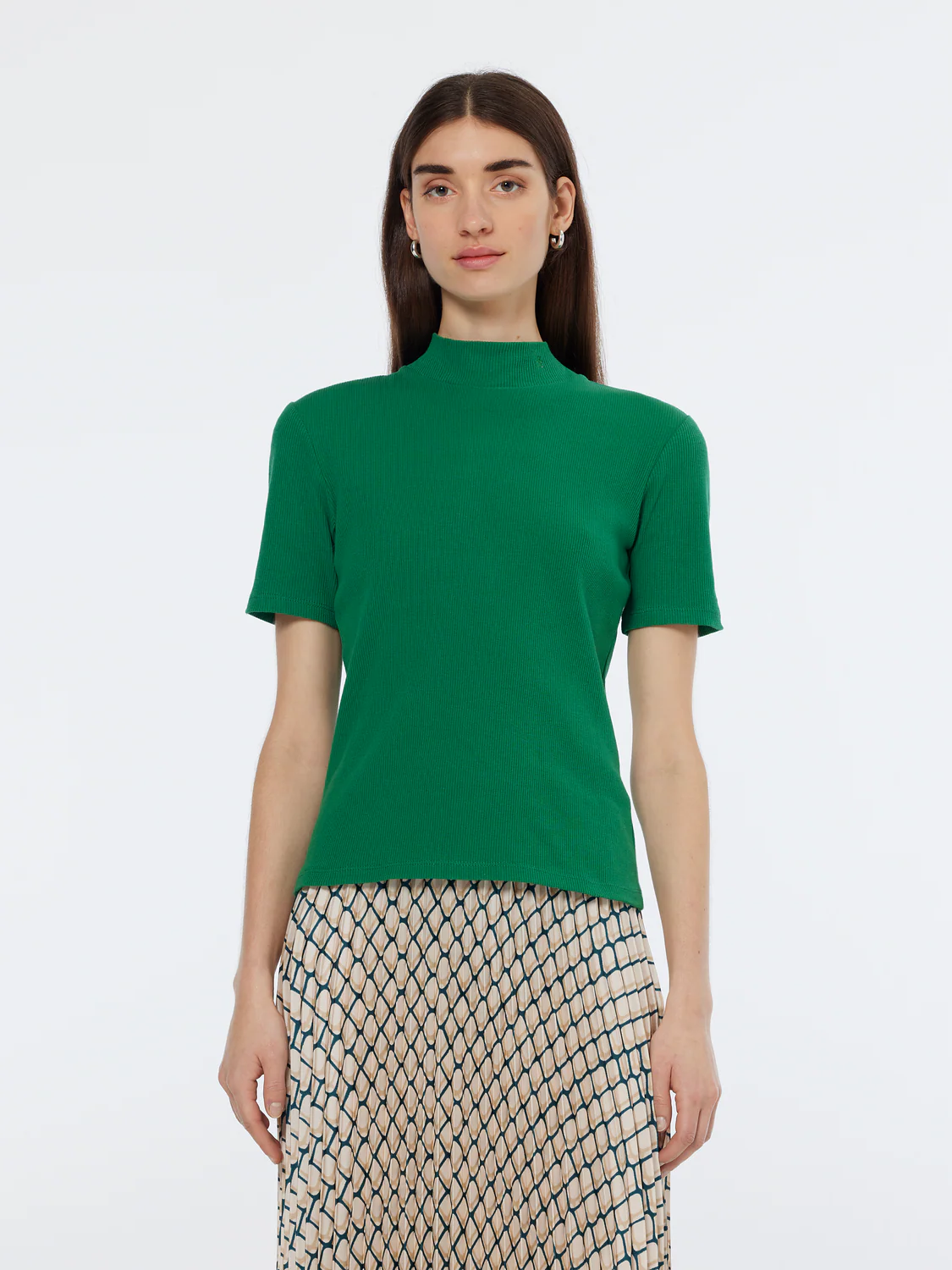 Mock Neck Rib T-Shirt