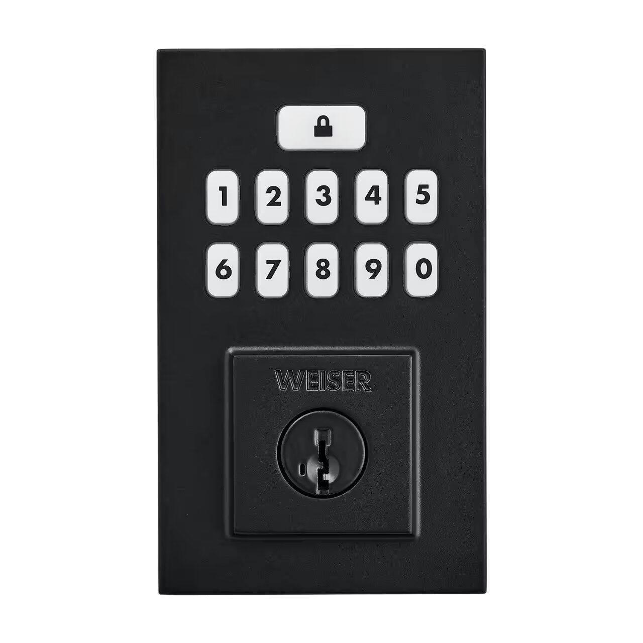 Weiser Smartcode Contemporary Keypad Electronic Deadbolt Door Lock, Matte Black