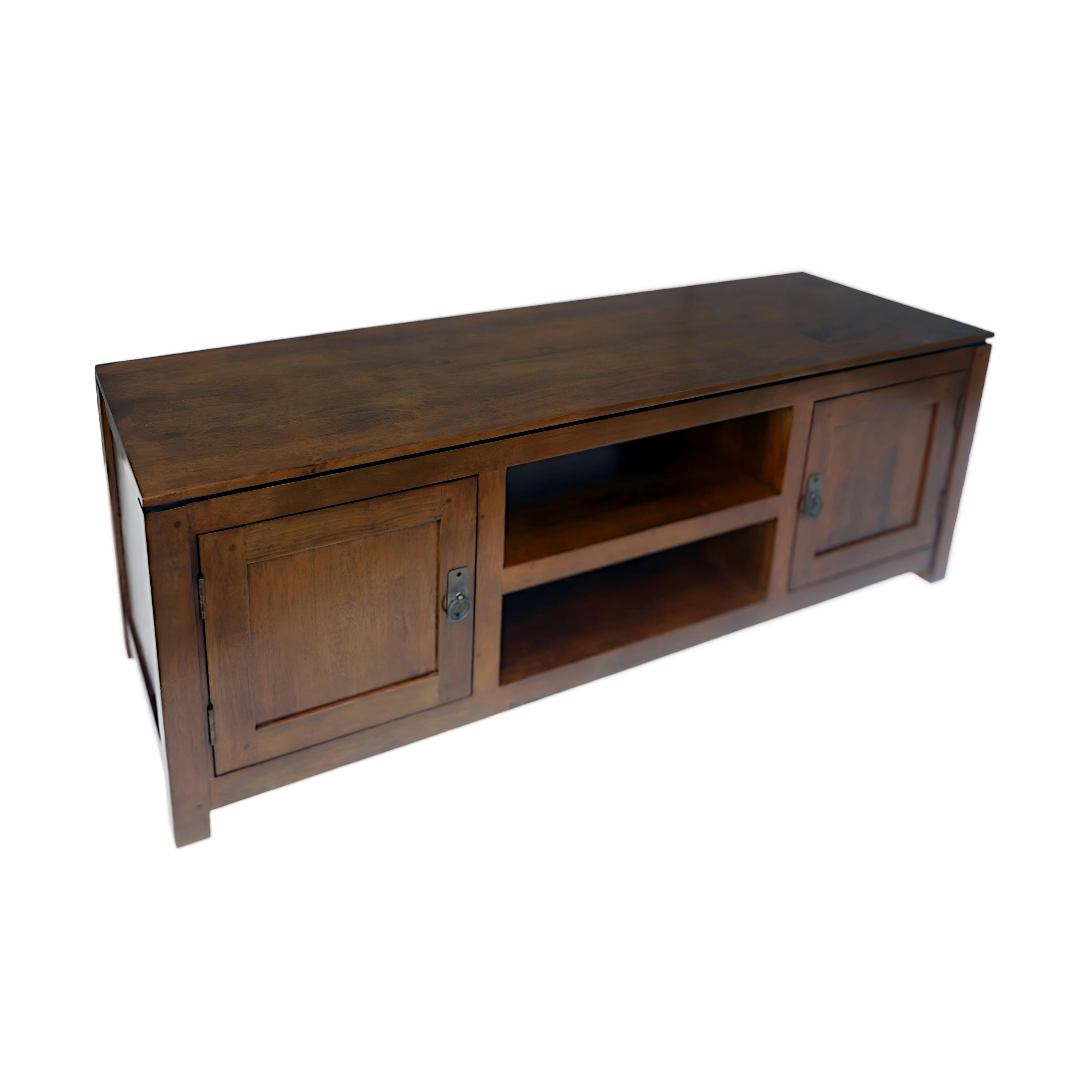 Meuble TV Hévéa 2 portes, 2 niches, 136x45x48,6cm HELENA