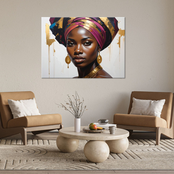 Obraz do salonu sypialni biura, Kobieta w turbanie w stylu glamour 30x20