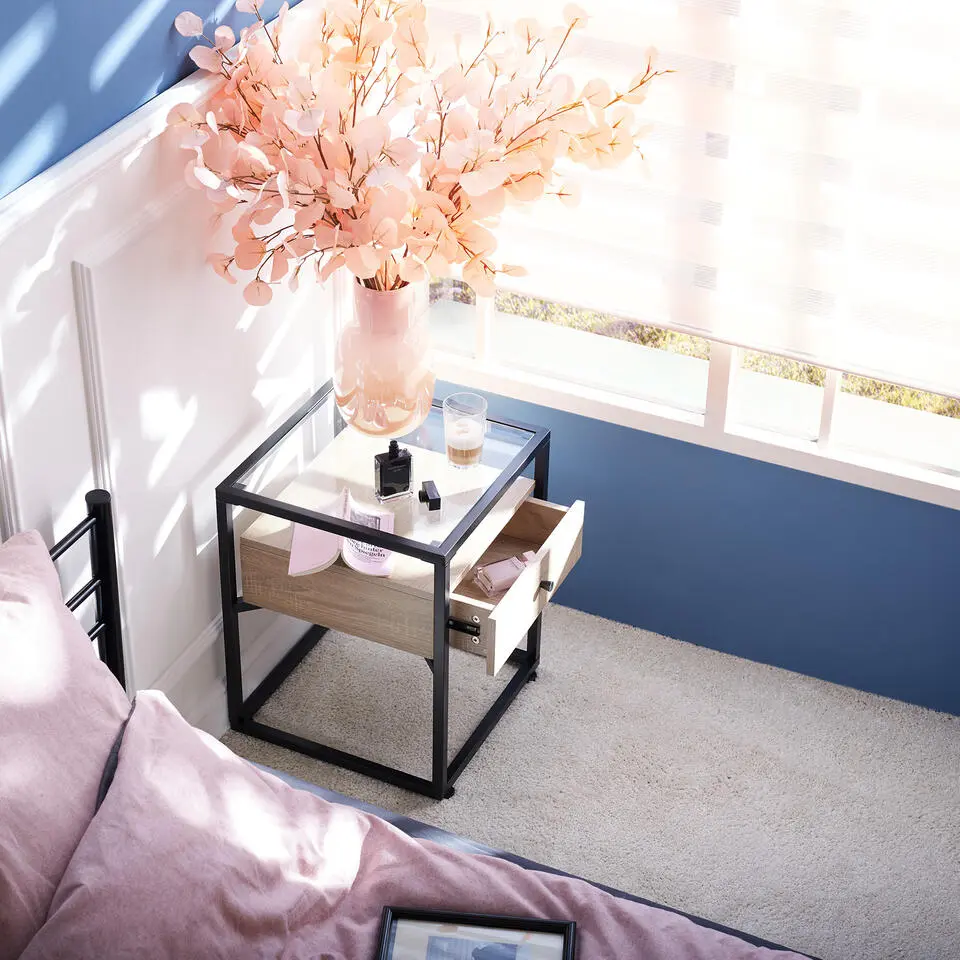 tectake Nachtkastje Preston 43x45x54,5cm, Industrieel Hout Donker, Rustiek