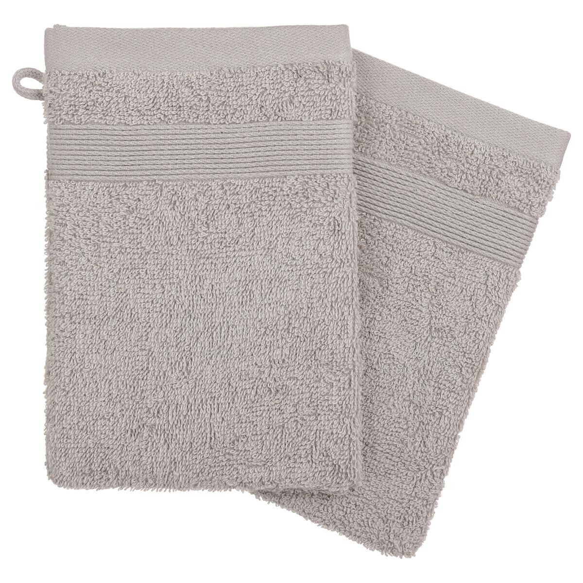 Set of 2 flannels Taupe grey, 15x21 cm