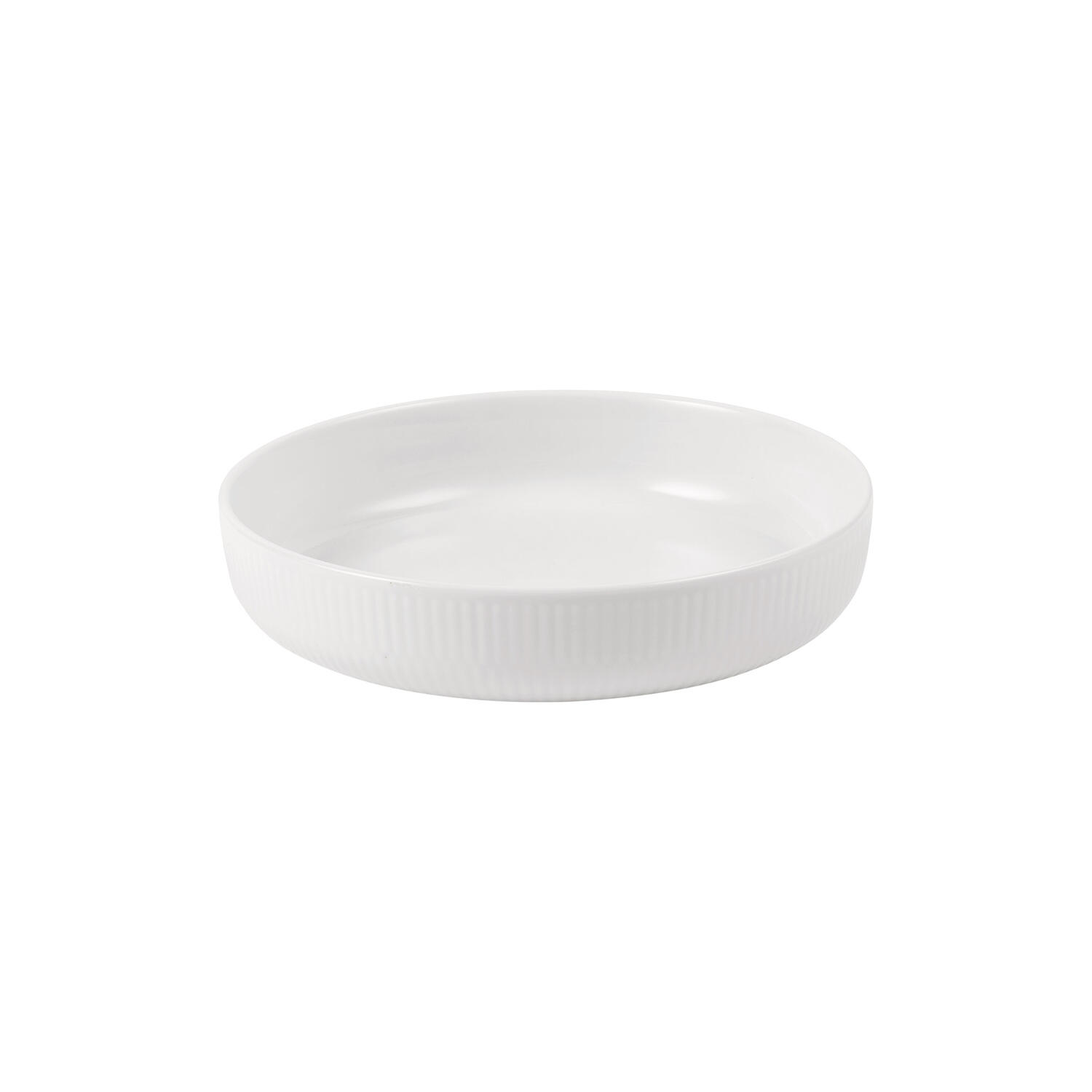 Hvid Riflet ovnfast fad ø 18,5 cm