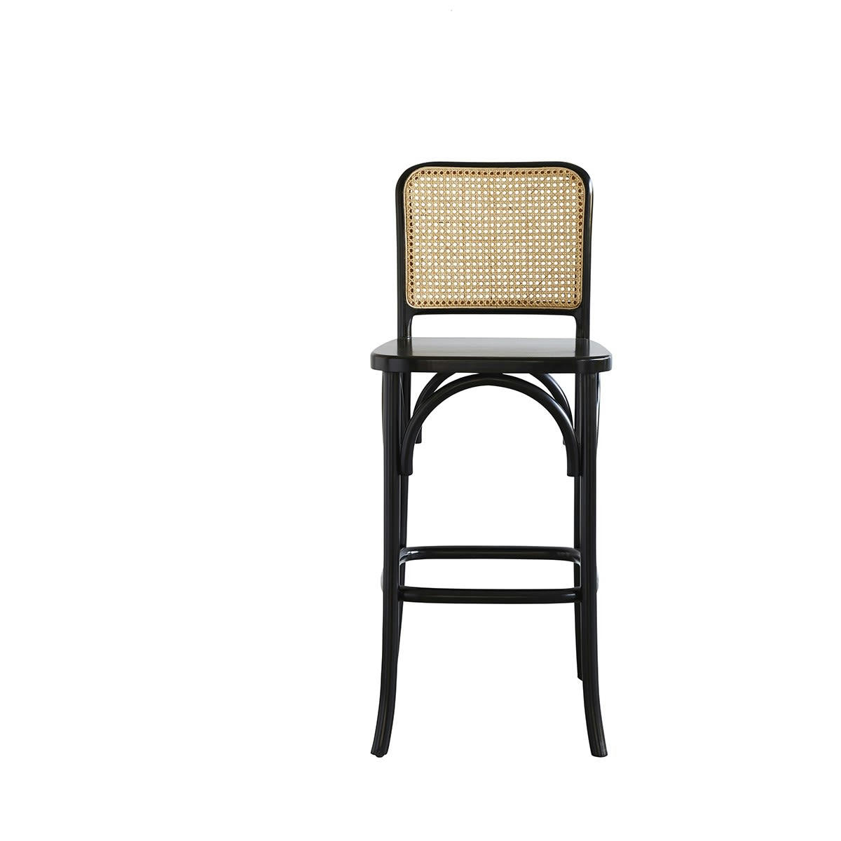 HANA - Tabouret de bar en acajou massif et cannage noir