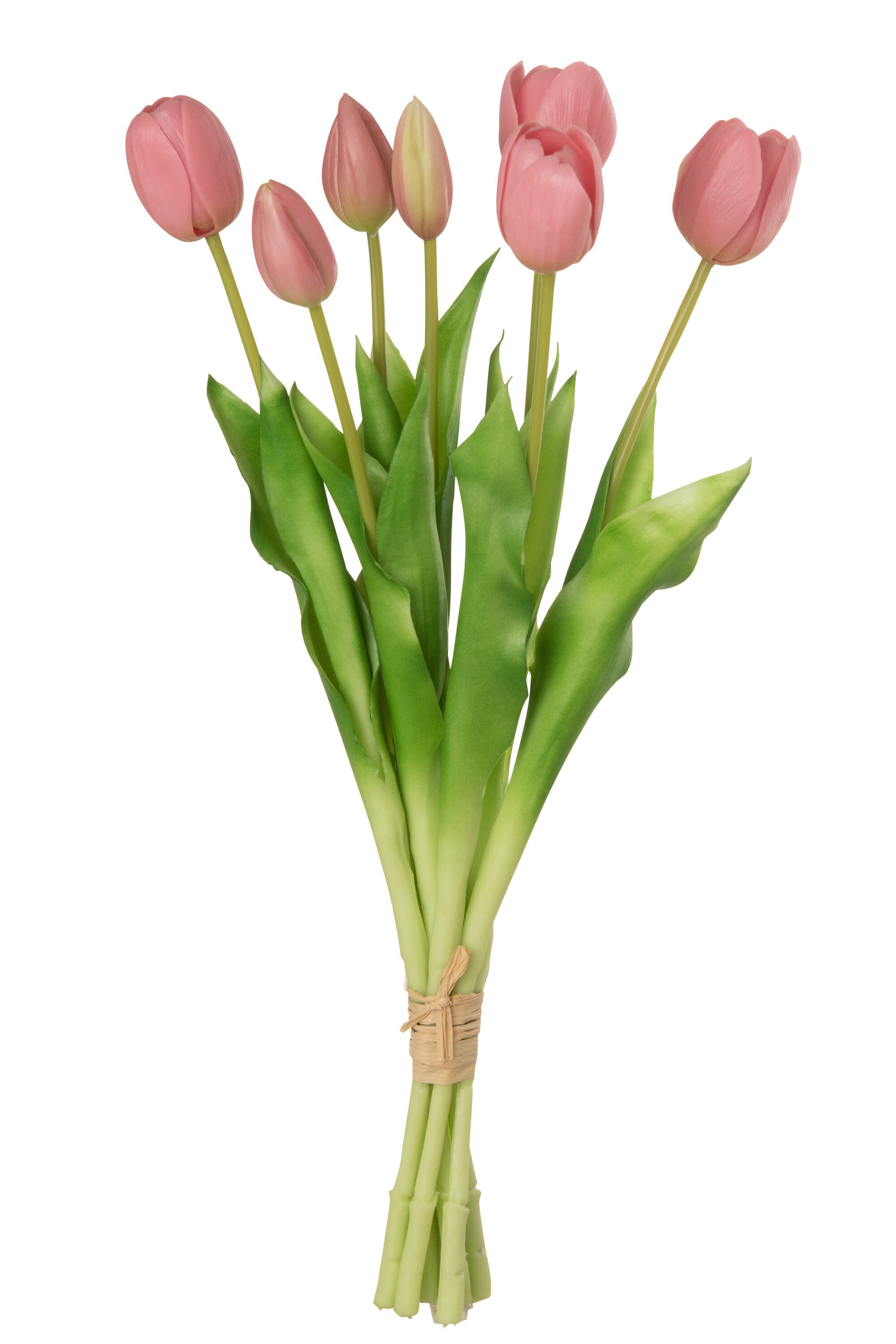 J-Line bloemenboeket Tulpen 7 Stuks - kunststof - roze - large