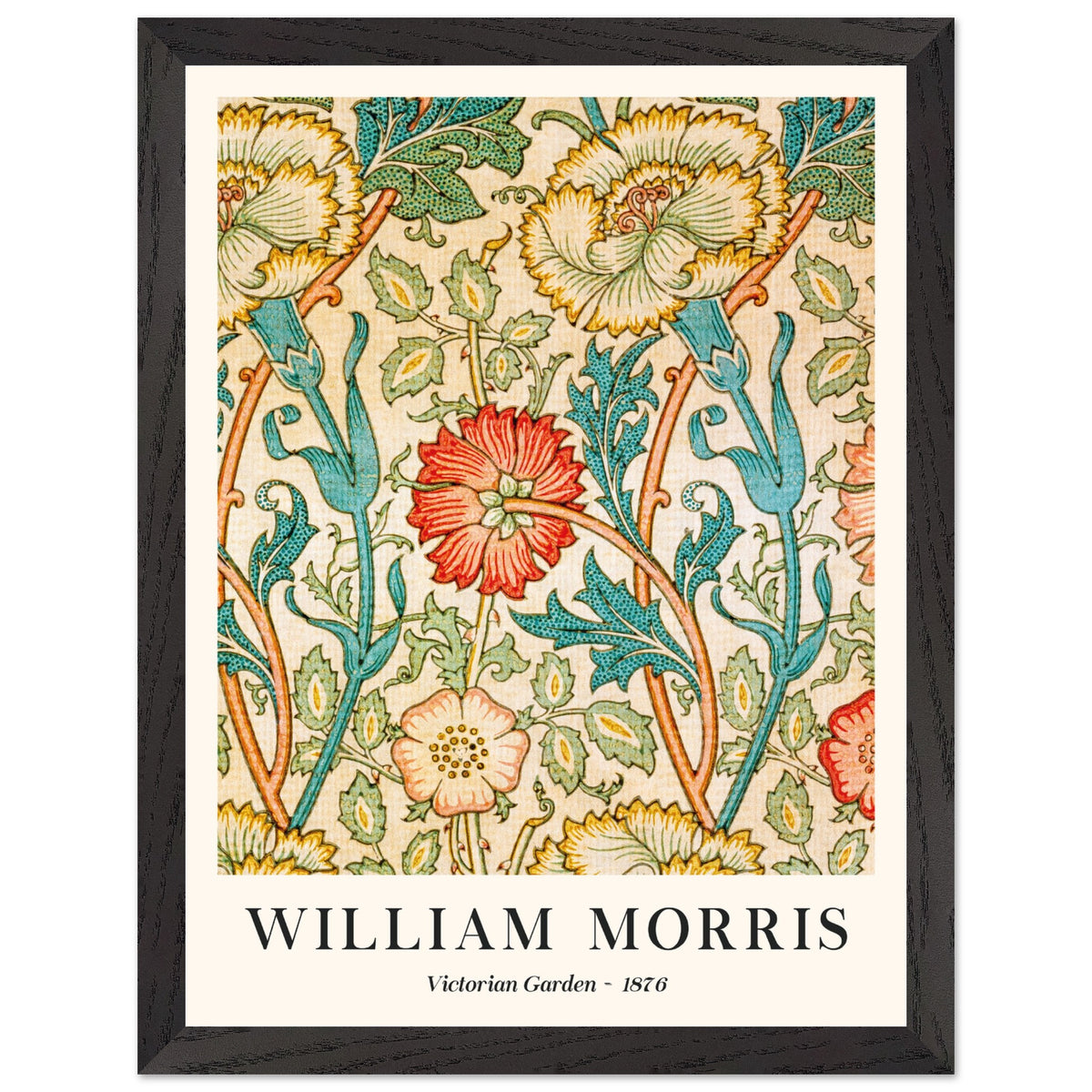 Artfulprints Poster met Lijst William Morris - Victorian garden 1876  - 30x40 cm - Groen