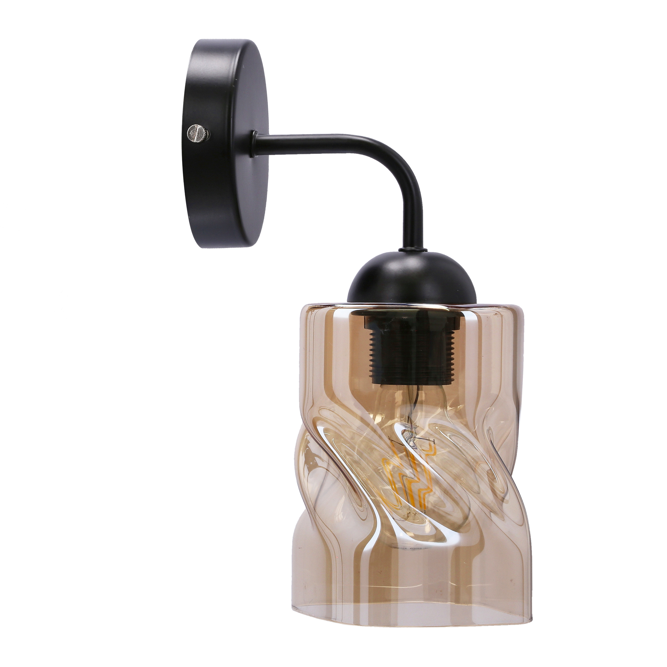 Lampa kinkiet FELIS czarny 1x60w e27 klosz bursztynowy