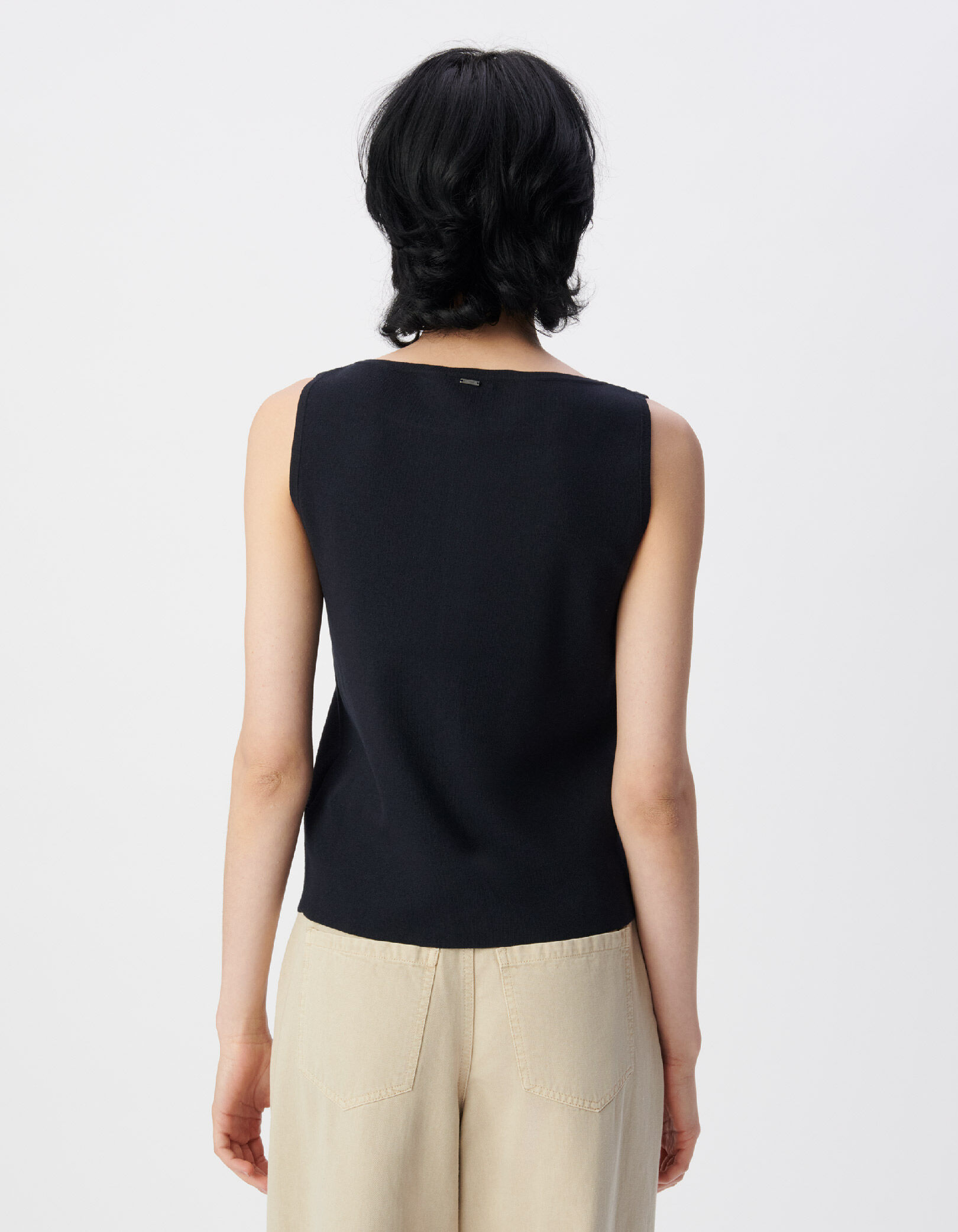 Cardigan sans manches marine tricot Femme