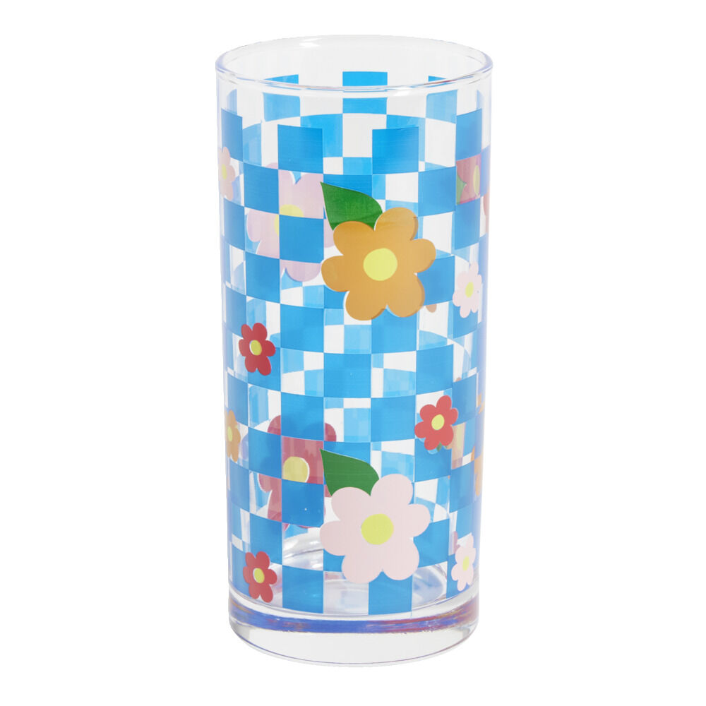 Lot de 3 verres motif fleurs et carreaux 290ml