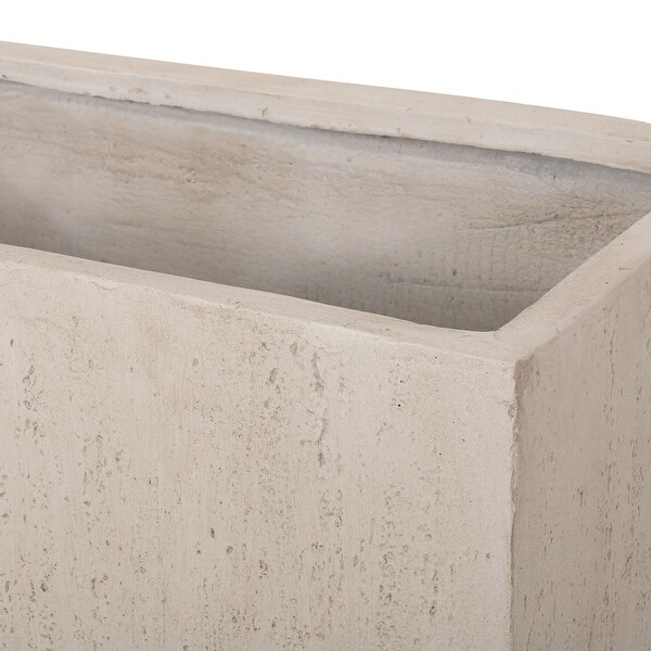 Ella Outdoor Modern Cast Stone Rectangular Planters (Set of 2) by Christopher Knight Home