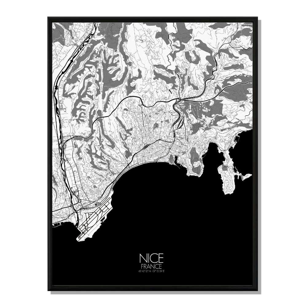 - Affiche Nice Carte N&B 40x50