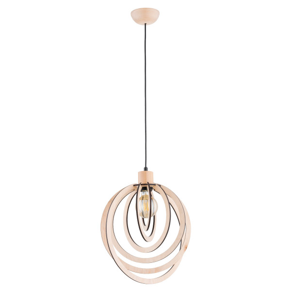 Lampa wisząca jasne drewno-czarna SOLINA 1xE27x15W wym: 90x25x35 cm Alfa