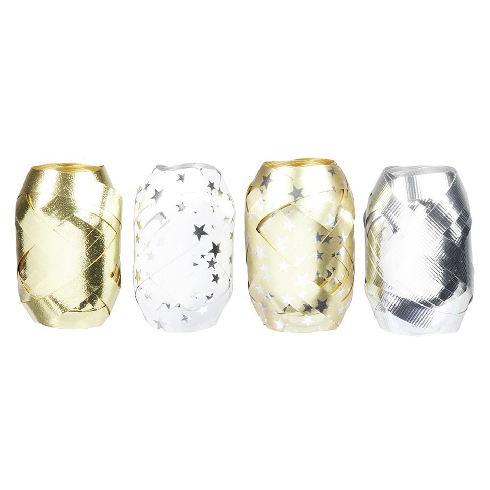 Bolduc métallisé blanc doré argenté x4