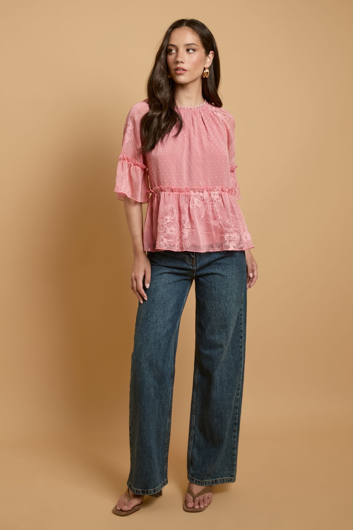 Oasis Chiffon Peplum Blouse