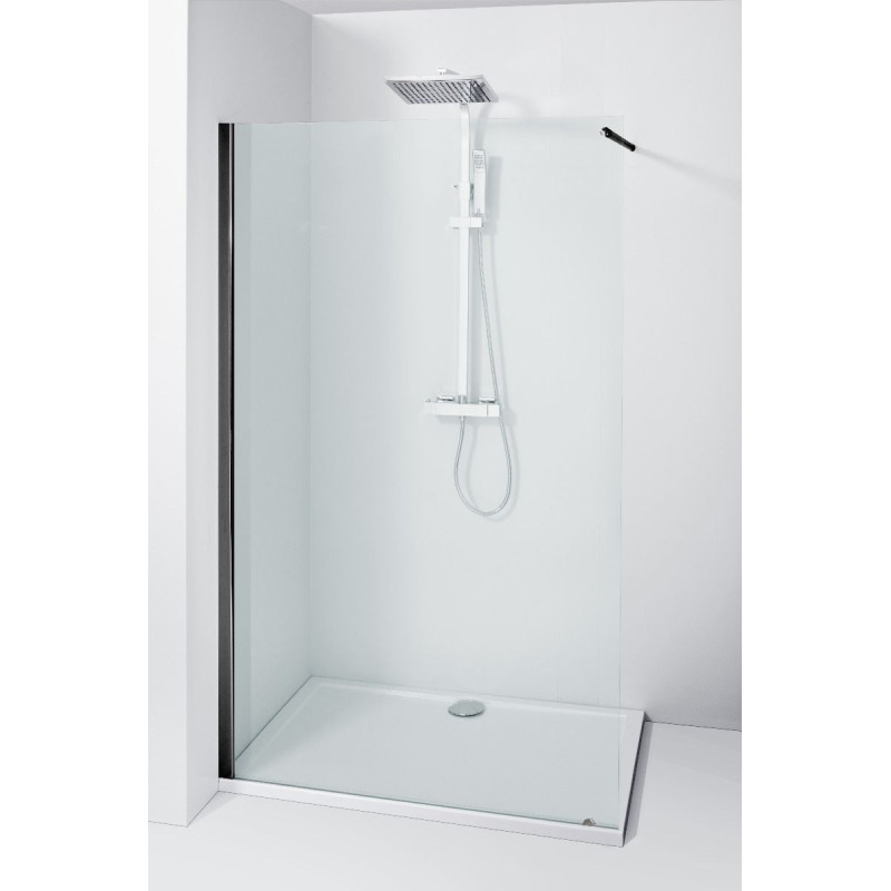 Paroi de douche transparente Walk-In Lago noir 120 x 195 cm ALLIBERT