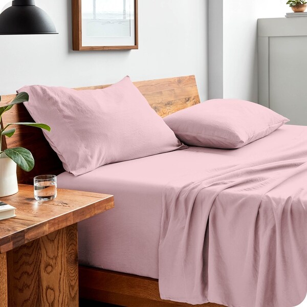 Bare Home Sandwashed Microfiber Deep Pocket Sheet Set