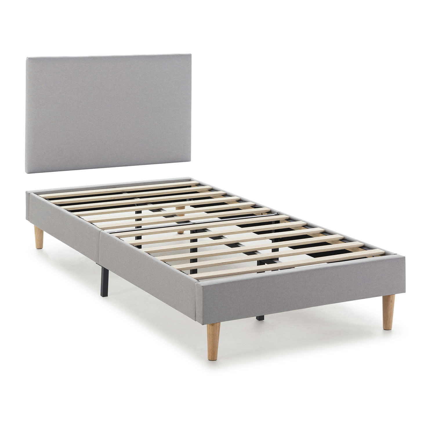 AURA - Sommier + tête de lit 90x190 cm, Gris clair, hauteur 30 cm