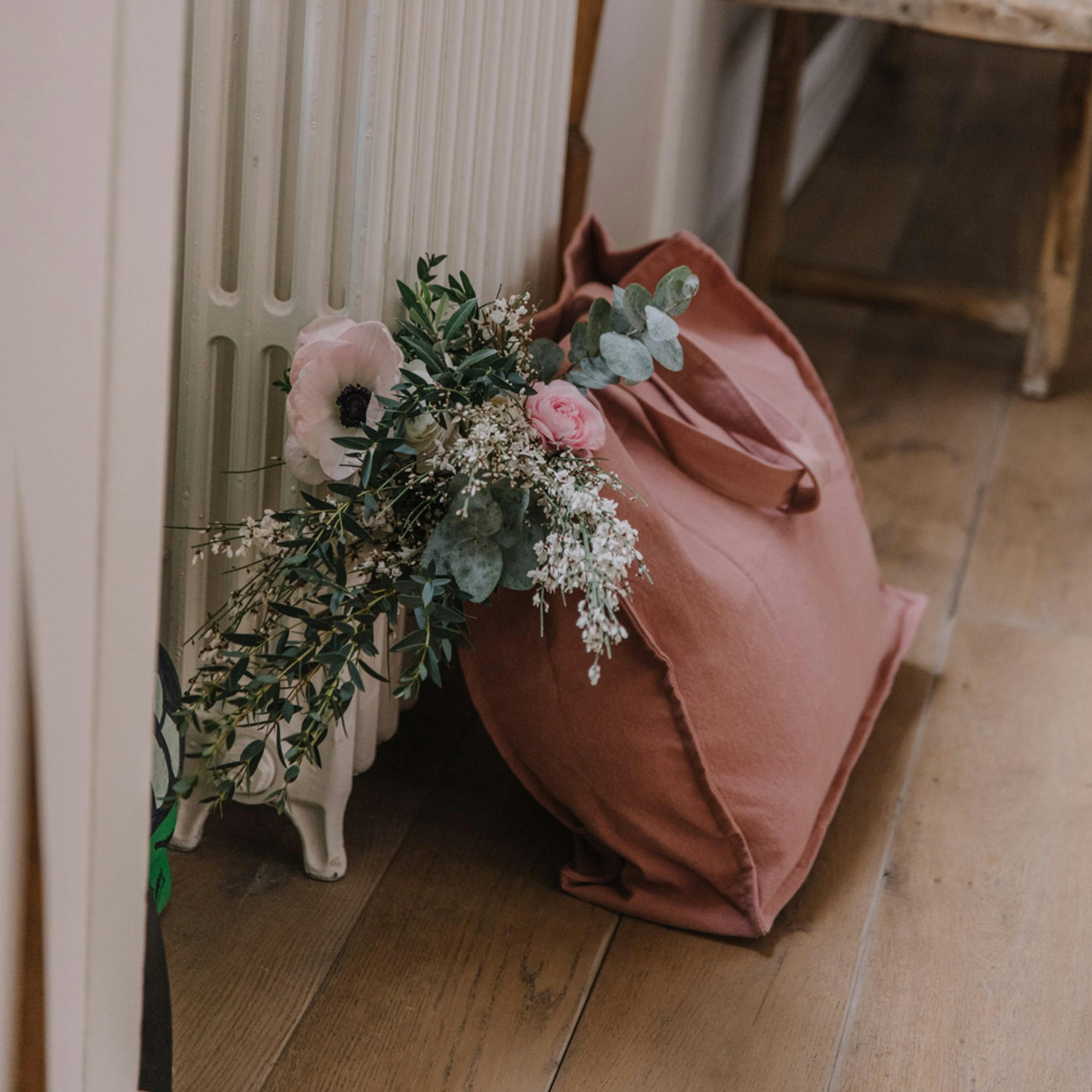 - Grand cabas en toile de coton bio bois de rose