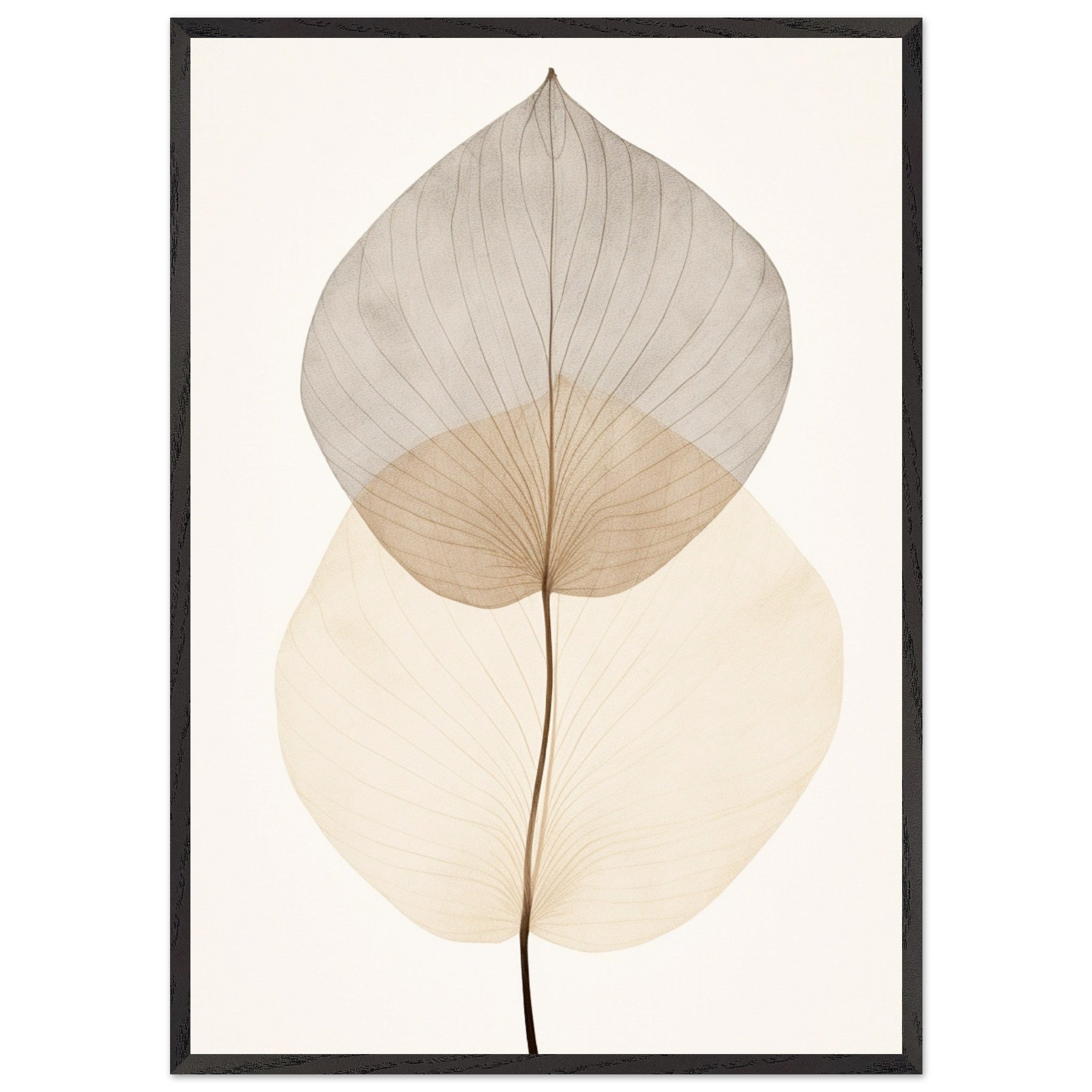 Artfulprints Poster met Lijst Japandi leaf  - 70x100 cm - Taupe