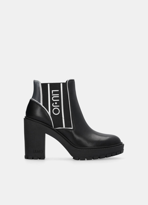 Stivaletti in pelle con logo