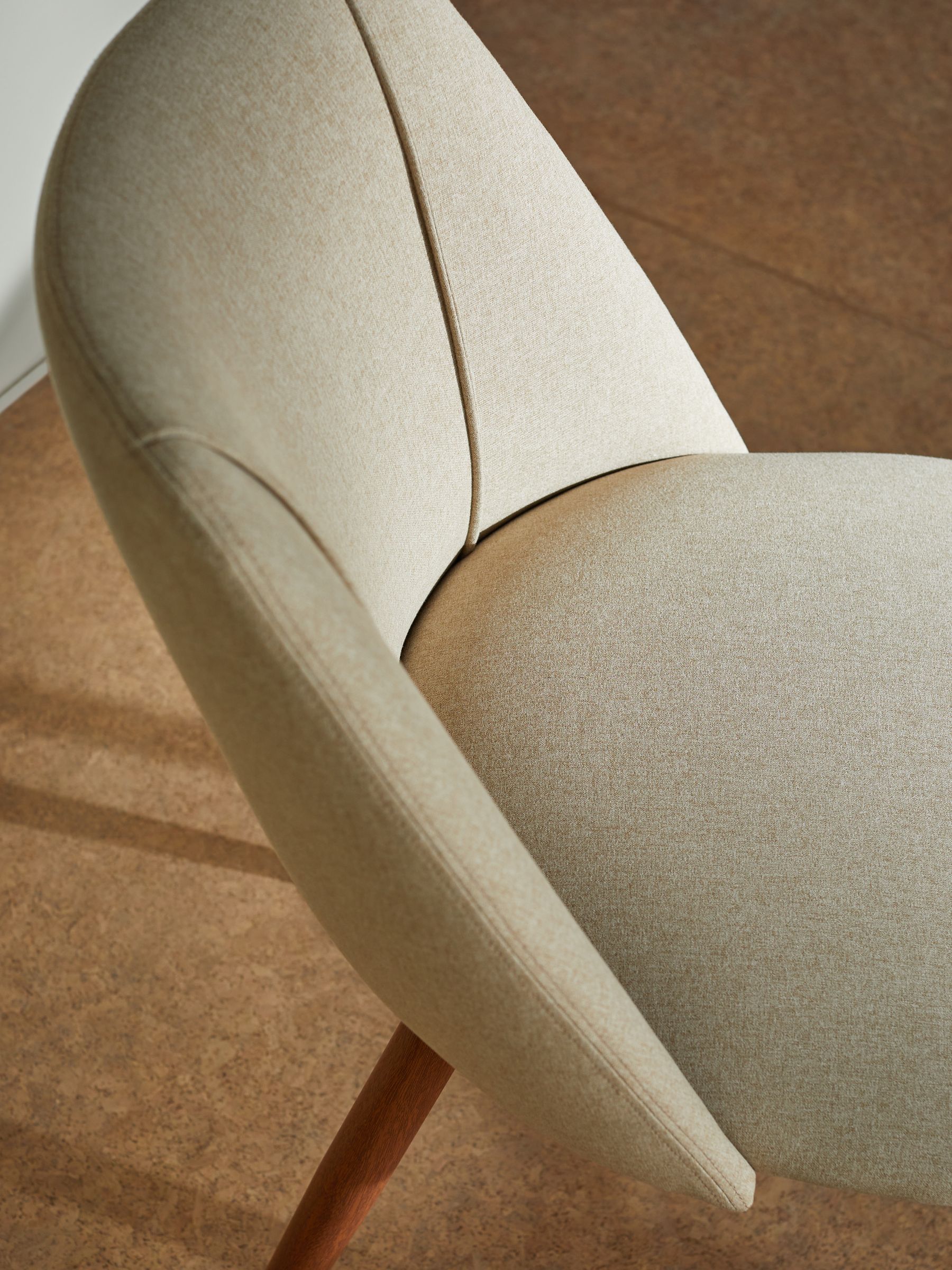 Set of 2 Lule Non Arm Dining Chairs in Ecru Marl and Walnut Effect Legs