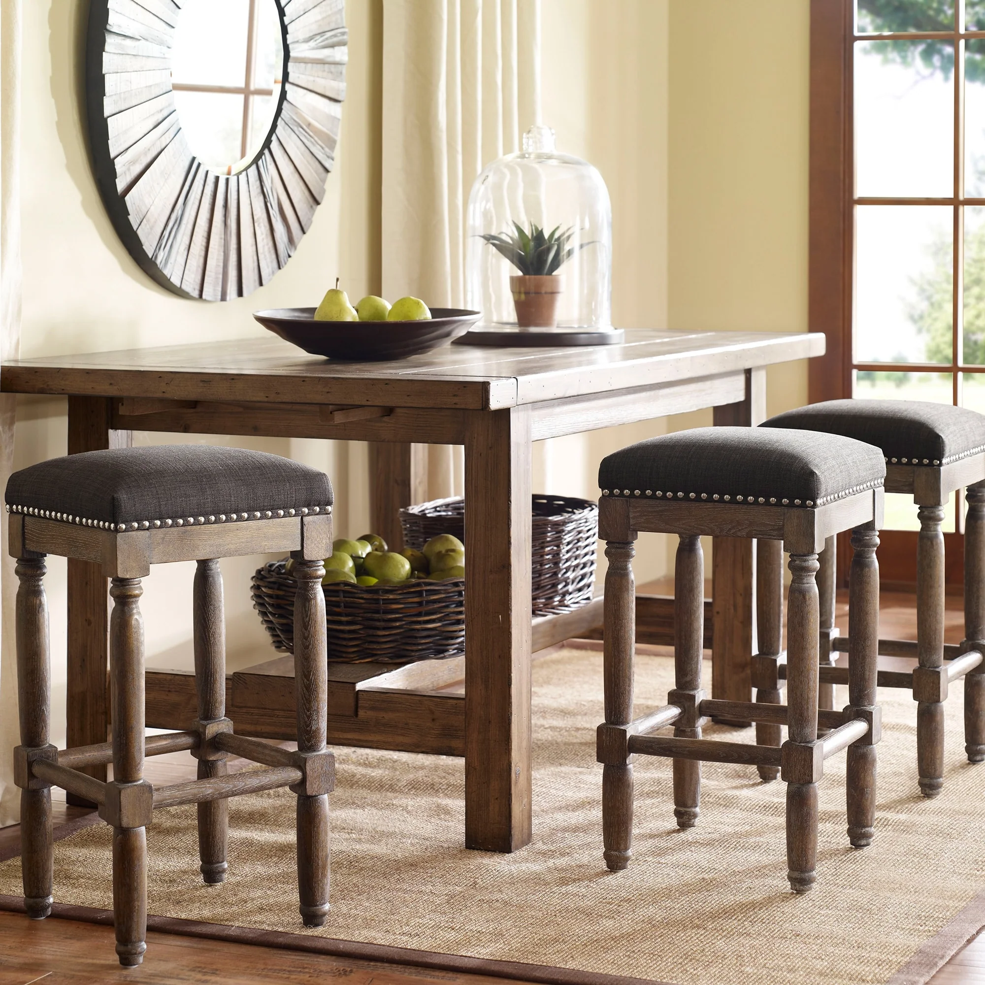 Madison Park Kagen Grey Stool (Set of 2)