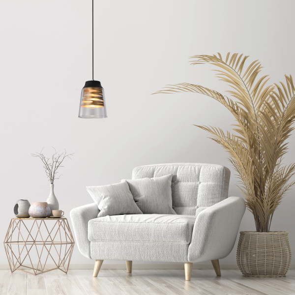 Lampa wisząca FRESNO czarny 1x60w e27 klosz bezbarwny