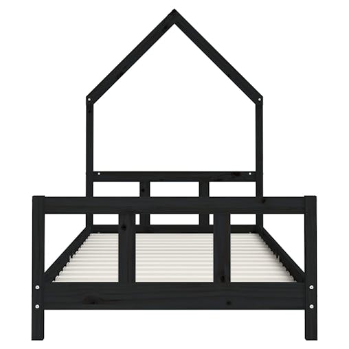 NNEVL Kids Bed Frame Black 92x187 cm Single Solid Wood Pine