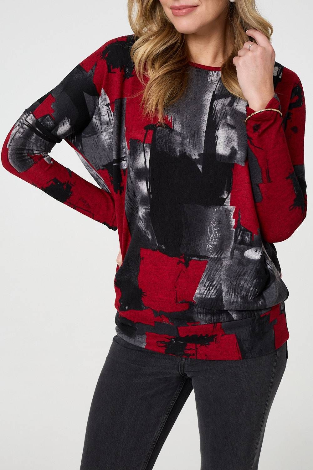 Izabel London Abstract Knit Long Sleeve Jumper