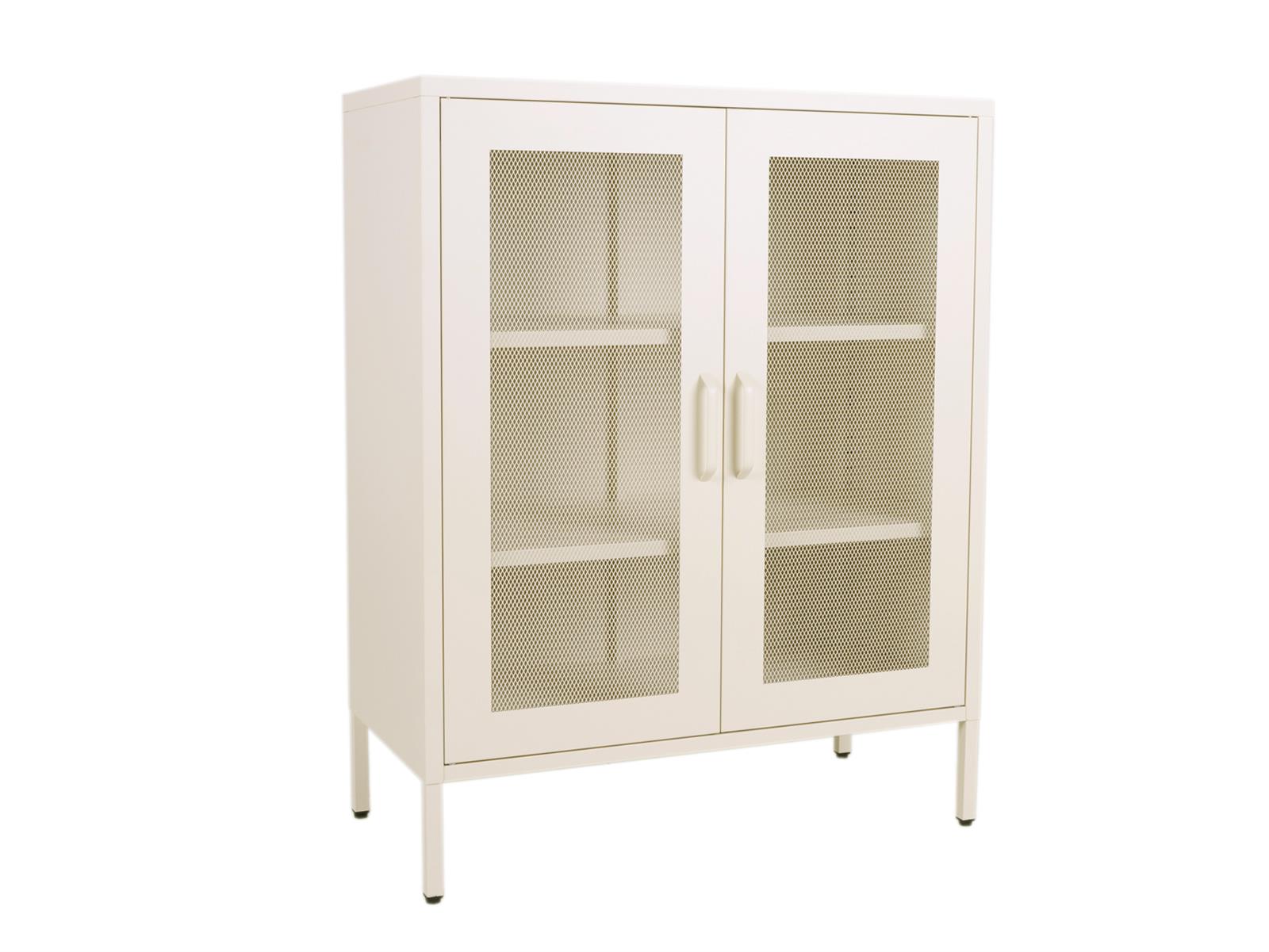 MaximaVida metalen locker vitrine kast Finn 102 x 80 x 40 cm ivoor - 2 schappen